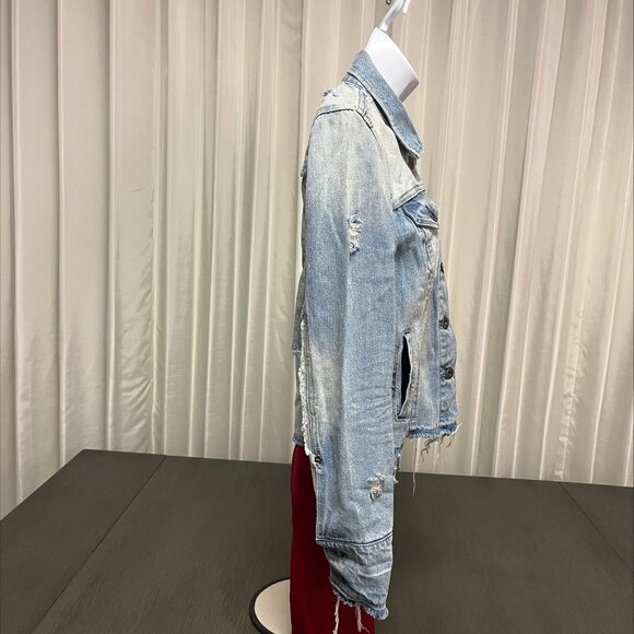 Pistola Distressed Raw Hem Light Washed Jean Jacket - Picture 4 of 6